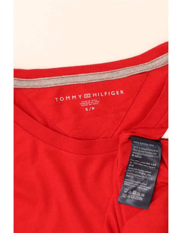 Top grafic pentru bărbați Tommy Hilfiger cu mânecă lungă din bumbac roșu mic