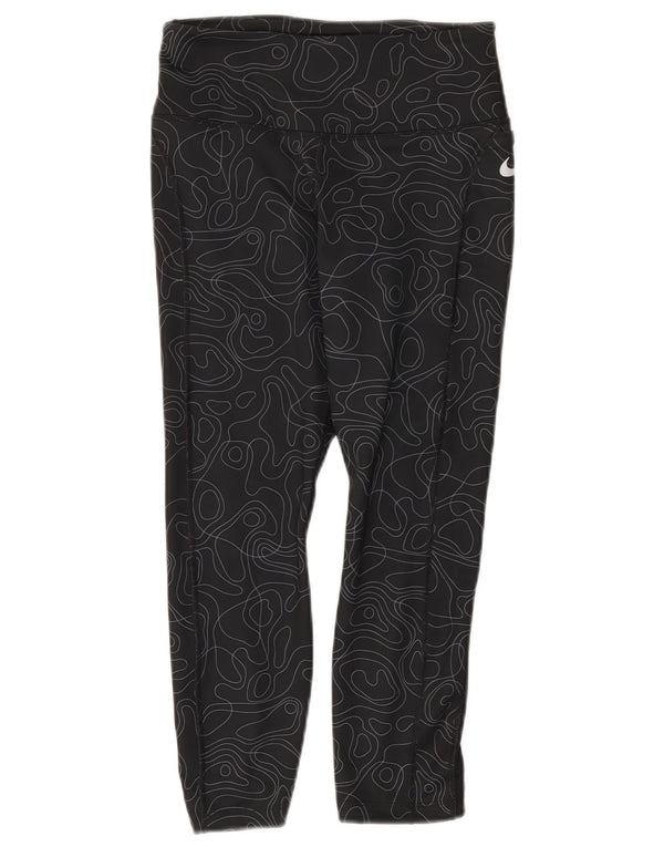 Leggings capri Nike Dri Fit pentru femei UK 8 Small Black Geometric