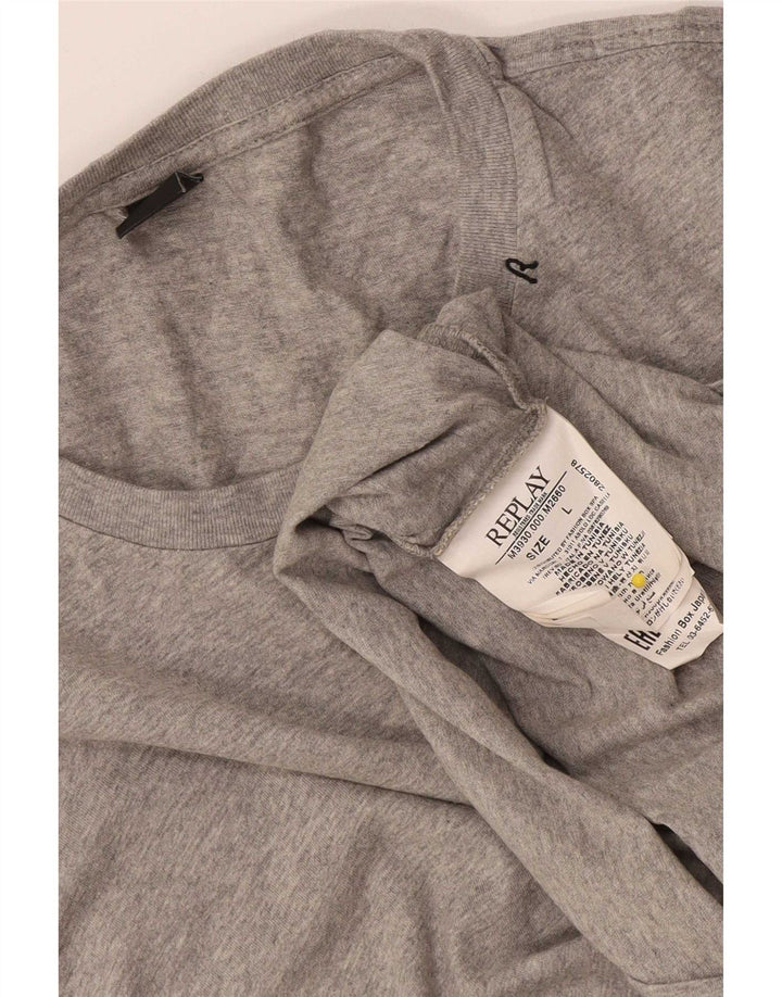 Tricou pentru bărbați Replay Top mare, gri bumbac cu pete