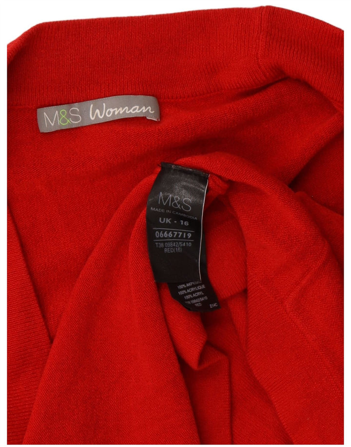 Pulover cardigan deschis pentru femei Marks & Spencer UK 16 Large Red Acrylic