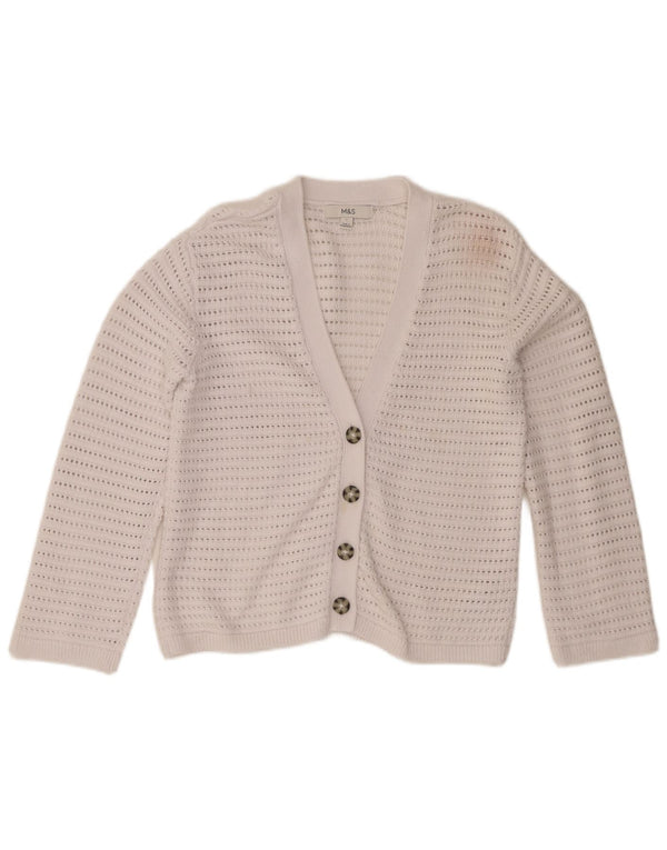 Pulover cardigan din croșetat pentru femei Marks & Spencer UK 10 Bumbac alb mic