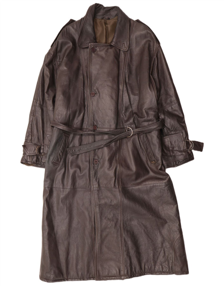 Palton din piele pentru bărbați MAX MOSER IT 56 3XL din piele maro