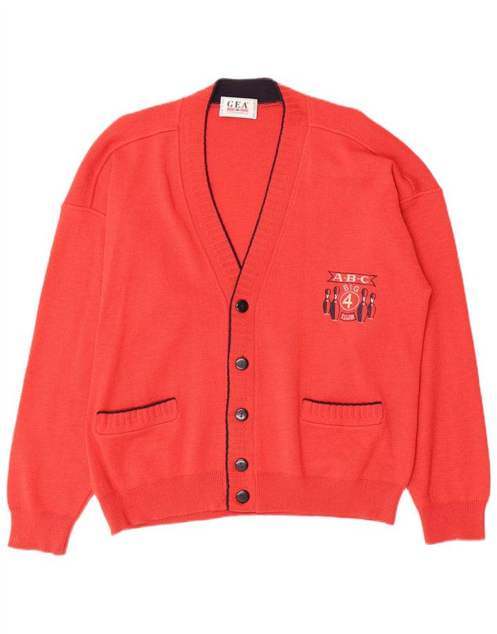 Pulover Cardigan Vintage pentru bărbați IT 50 Lână roșie medie