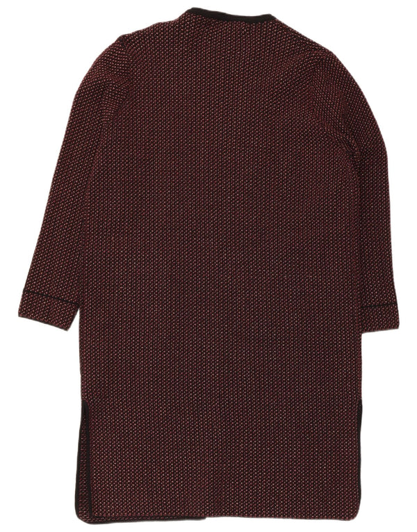 Pulover cardigan deschis pentru femei Zara UK 14 Medium Red Geometric