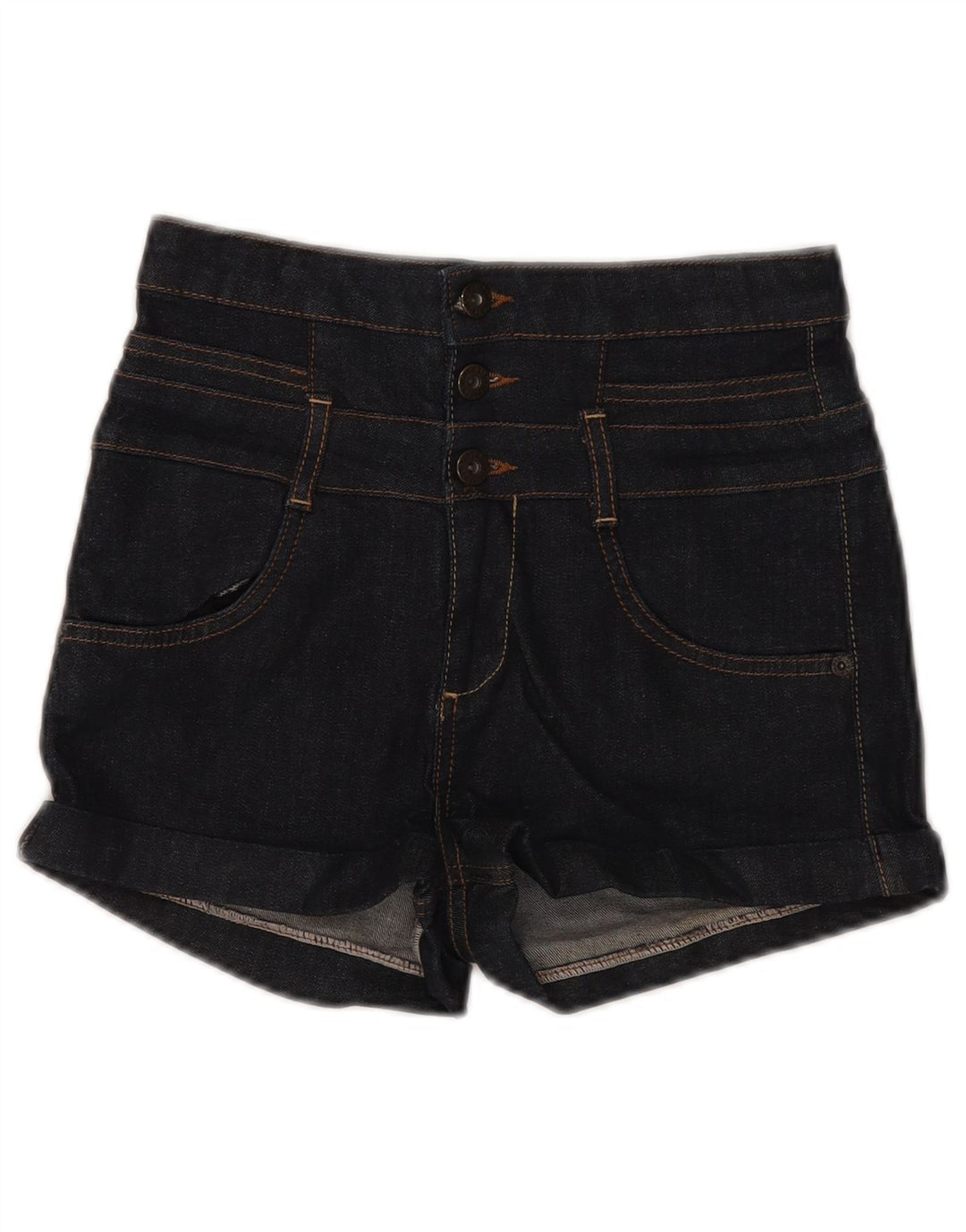 Pantaloni scurți din denim cu talie înaltă pentru femei MOTO UK 10 Small W28 Bumbac bleumarin
