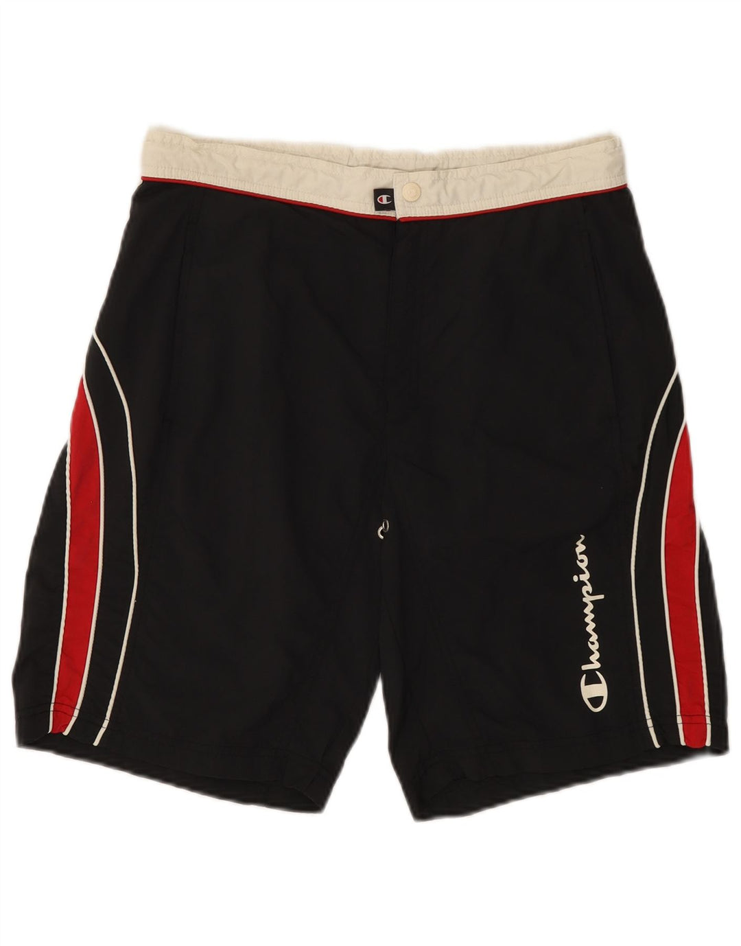 Pantaloni scurți de înot grafic pentru bărbați CHAMPION, poliamidă neagră, color-block