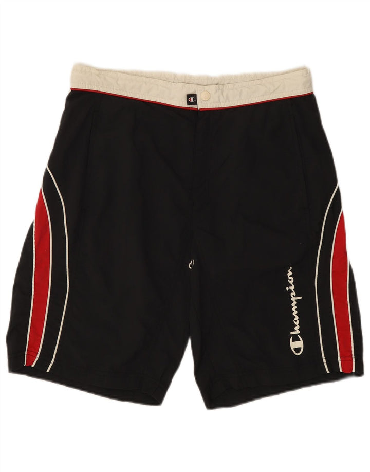 Pantaloni scurți de înot grafic pentru bărbați CHAMPION, poliamidă neagră, color-block