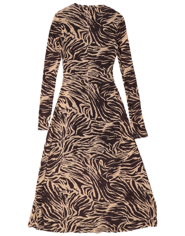 Rochie maxi cu mânecă lungă pentru femei Topshop UK 8 mic negru cu imprimeu animal