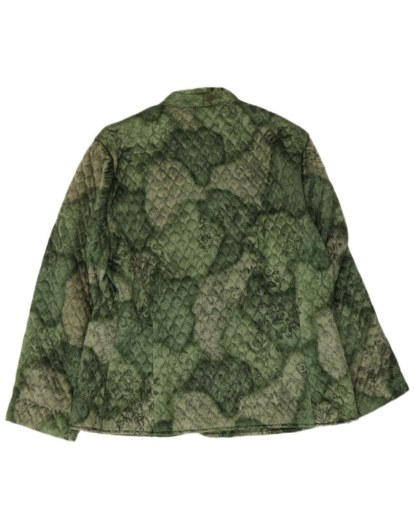 Jachetă vintage matlasată cu 3 nasturi pentru femei UK 16, mare, verde, florală
