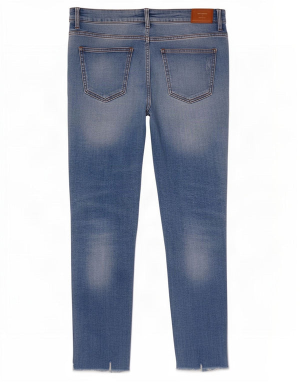 Blugi Slim Crop Distressed pentru Damă Zara EU 38 Mici L28 L25 Albastru