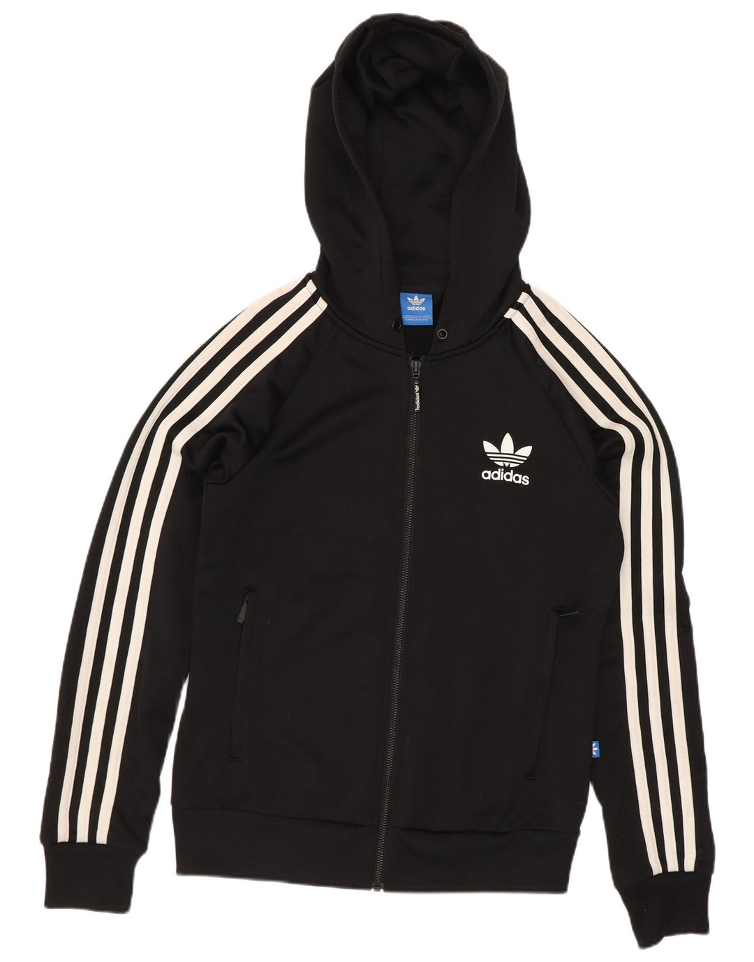Pulover Adidas pentru femei, cu fermoar, UK 8, poliester negru mic