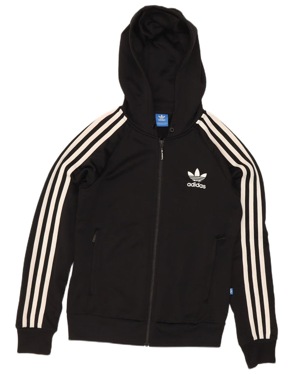 Pulover Adidas pentru femei, cu fermoar, UK 8, poliester negru mic