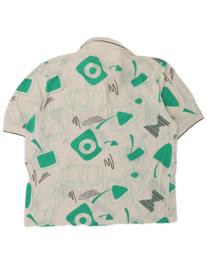Tricou polo supradimensionat pentru femei Cagi US 4 Small White Geometric
