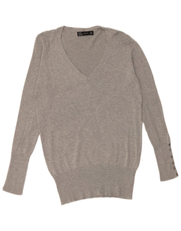 Pulover cu decolteu în V Zara pentru femei UK 16, mare, raion gri
