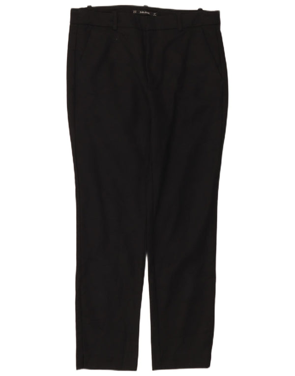 Pantaloni Drepți Casual Zara Femei EU 38 Mici L28 L26 Bumbac Negru