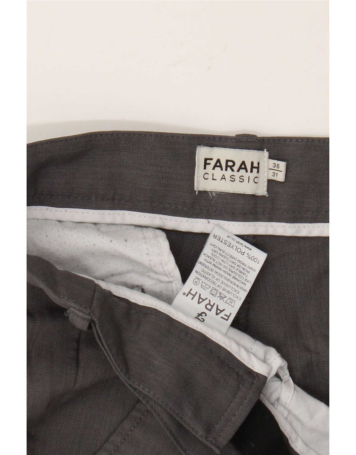 Farah Pantaloni Chino Drepți Clasici Bărbați L36 L31 Gri Poliester