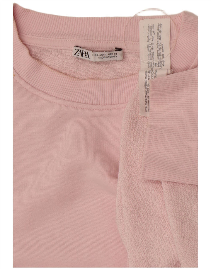 Pulover supradimensionat pentru femei Zara UK 16 Bumbac roz mare