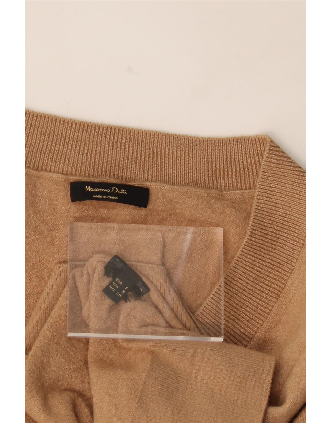 MASSIMO DUTTI Womens Crop V-Neck Jumper Sweater UK 10 Small Brown Vintage Massimo Dutti and Second-Hand Massimo Dutti from Messina Hembry 