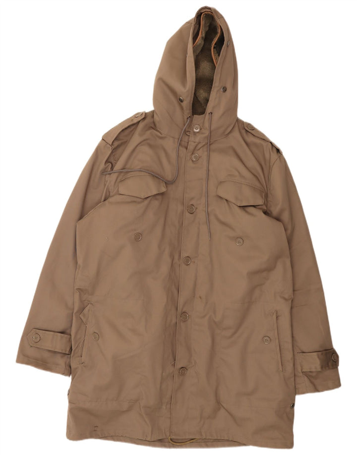 Jachetă parka militară cu glugă vintage pentru bărbați IT 54 2XL poliester bej