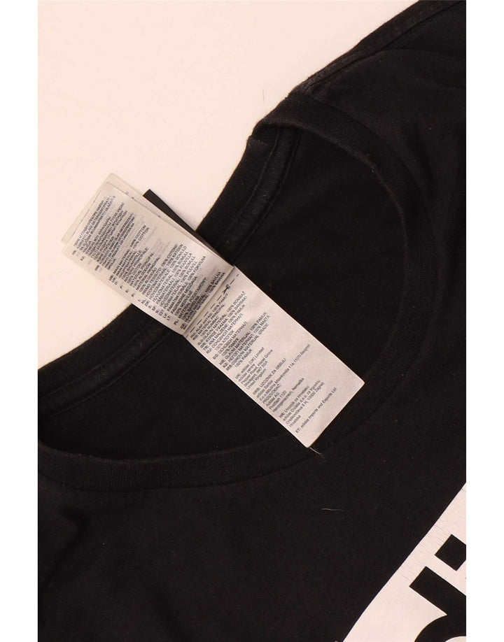 Tricou grafic cu trei dungi Adidas pentru bărbați Top mediu din bumbac negru