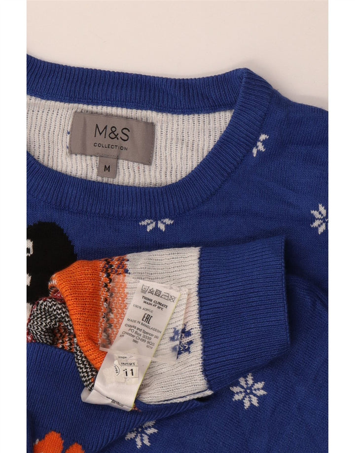 Pulover pentru bărbați Marks & Spencer, cu gât crew, albastru mediu iarnă