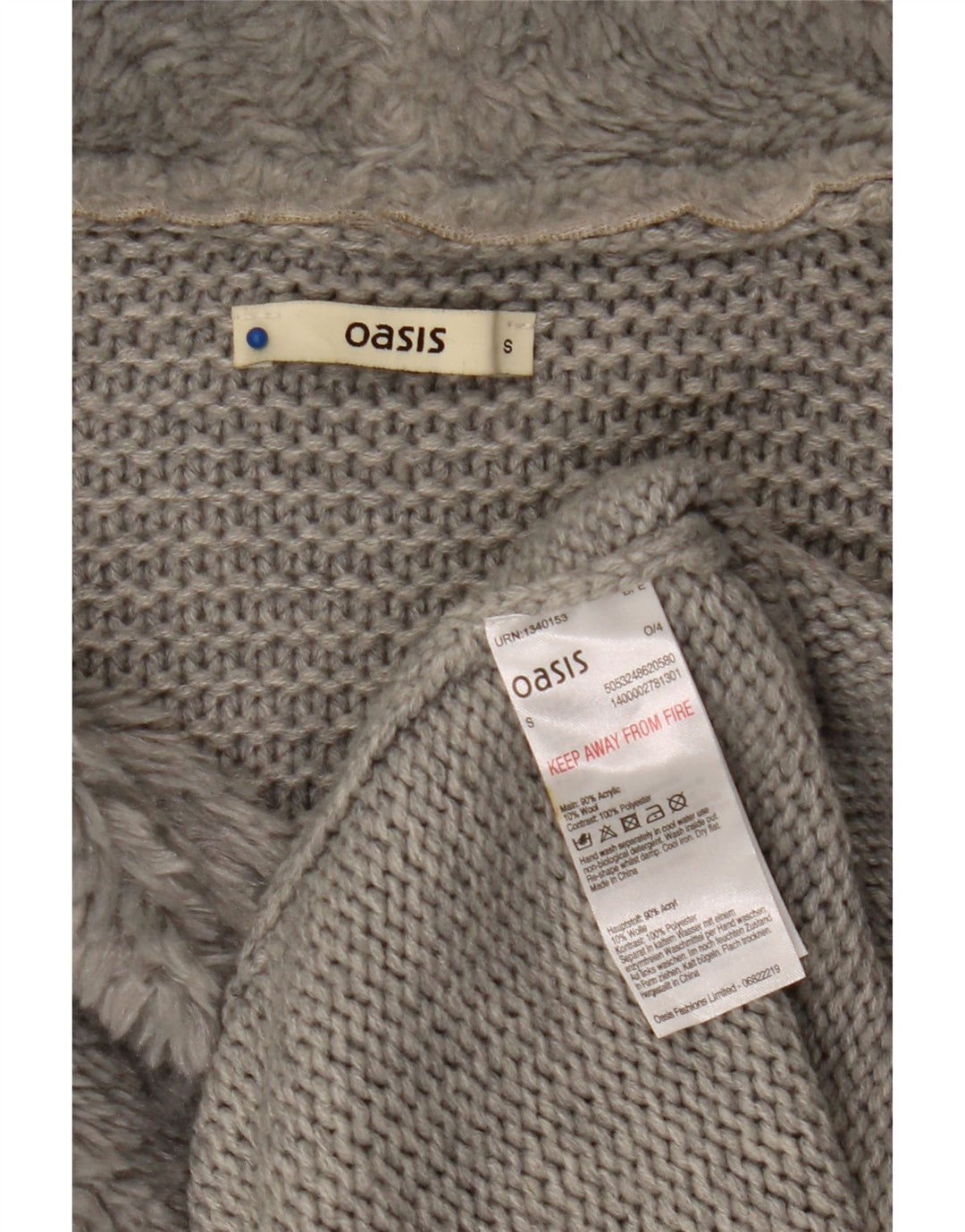 Pulover cardigan deschis pentru femei Oasis UK 10 Small Gri Acrilic