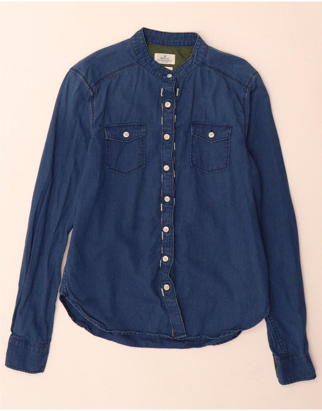 Cămașă Replay pentru femei UK 10 Small Blue Bumbac