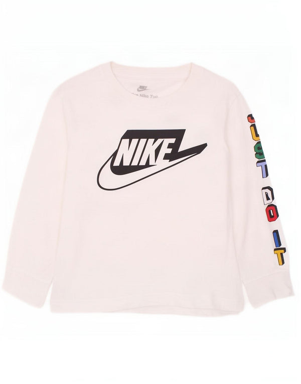 Top grafic Nike pentru băieți cu mânecă lungă, 4-5 ani, mic, alb