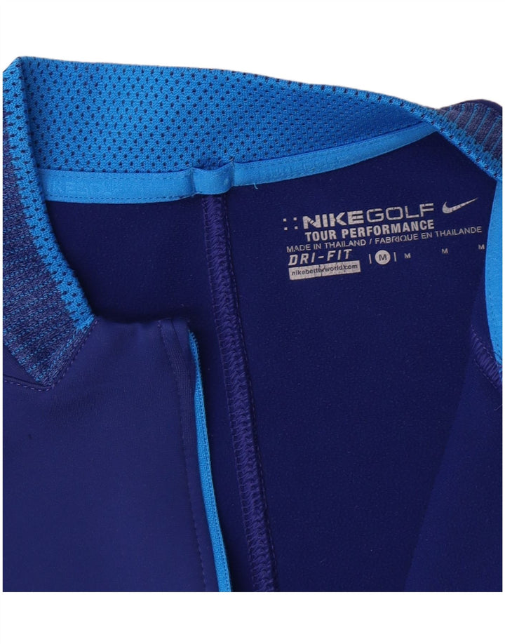 Top de trening NIKE Dri Fit, cu fermoar și gât, albastru mediu