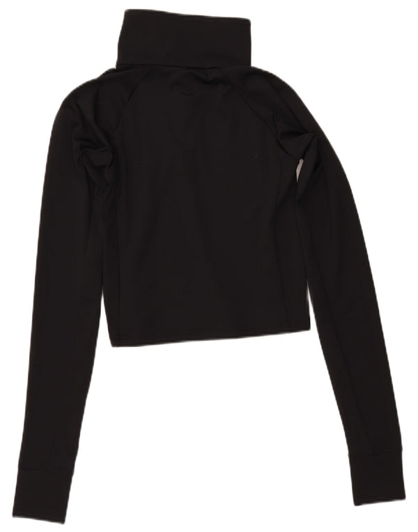 COLUMBIA pentru femei Crop Button Deck Pullover Trening Top UK 12 Medium Black