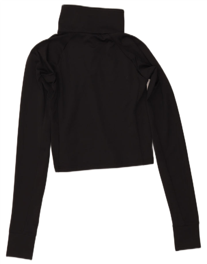 COLUMBIA pentru femei Crop Button Deck Pullover Trening Top UK 12 Medium Black