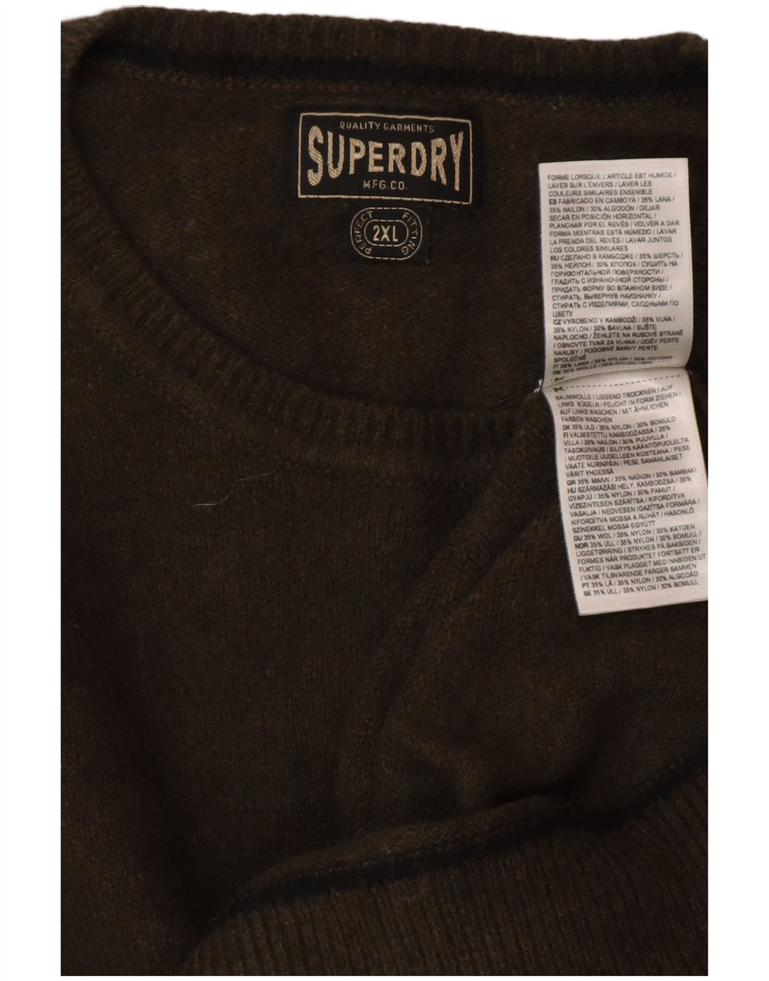 Pulover pentru damă SUPERDRY cu decolteu triplu UK 20 2XL Lână verde