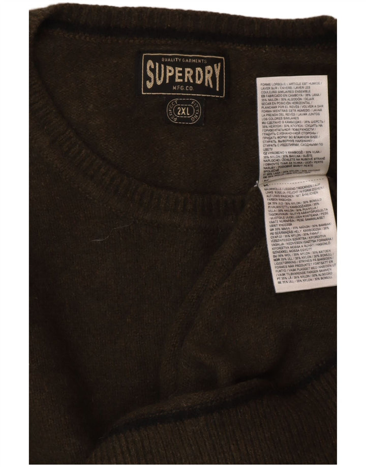 Pulover pentru damă SUPERDRY cu decolteu triplu UK 20 2XL Lână verde