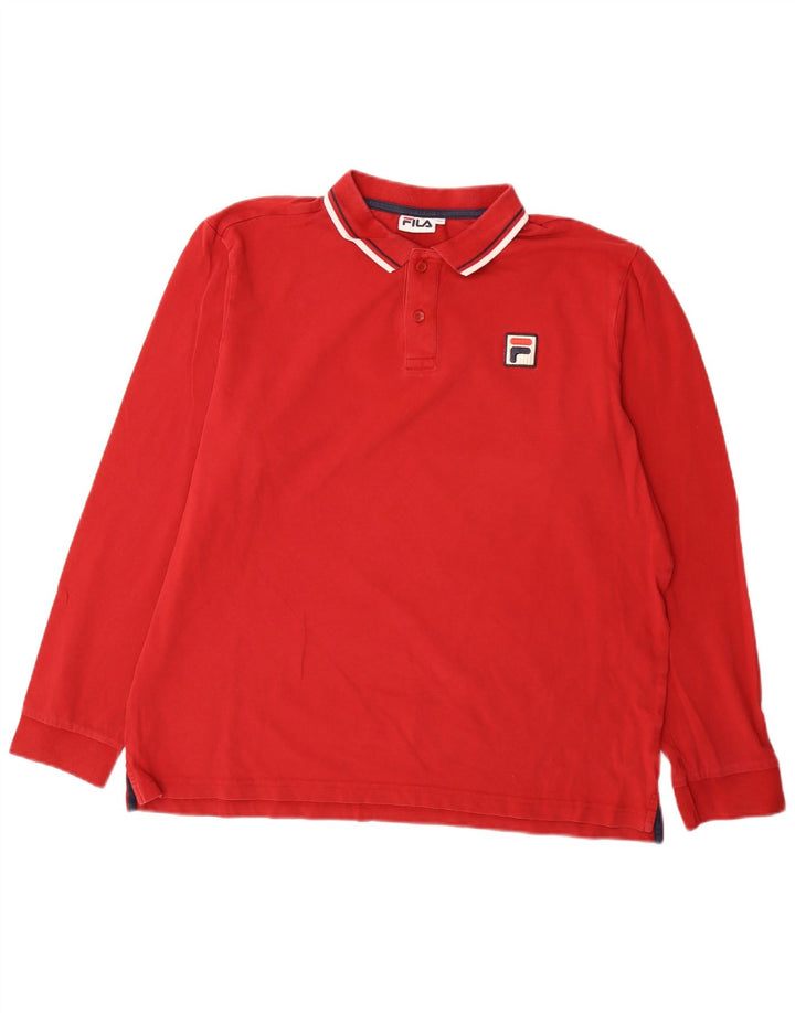 Tricou polo cu mânecă lungă pentru bărbați Fila 2XL cu dungi roșii