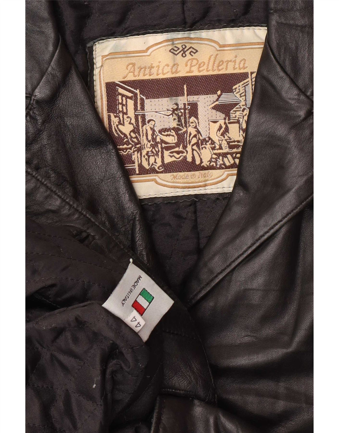 Jachetă Blazer din piele cu 2 nasturi Antica Pelleria IT 44 Medium Negru