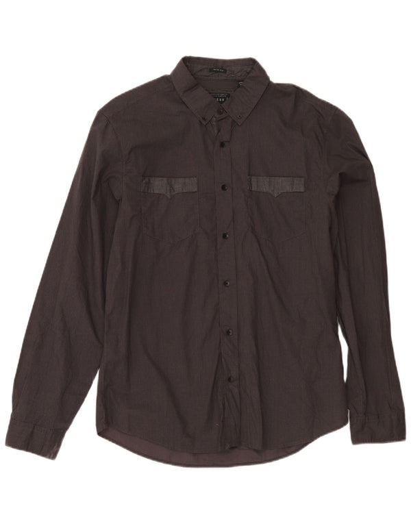 Cămașă pentru bărbați Guess Slim Fit UK 36 Small Gri Geometric Bumbac