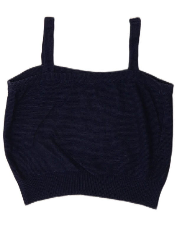 Vintage Crop Cami Top pentru femei UK 14 Medium Bleumarin