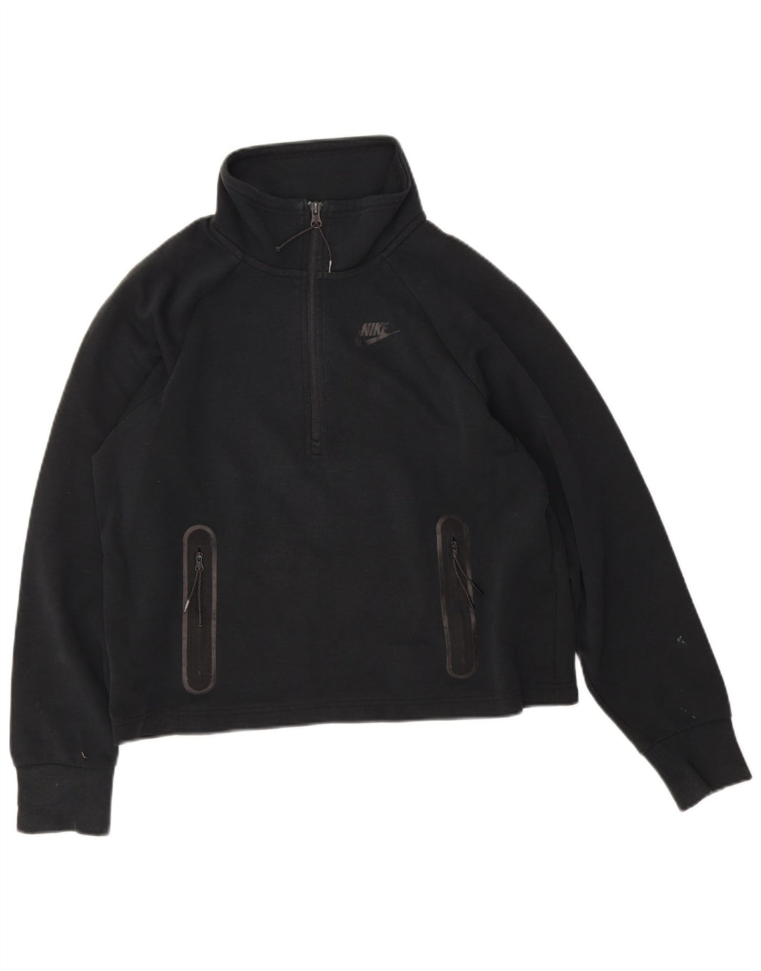 Pulover Nike pentru femei, supradimensionat, cu fermoar și gât, UK 10 Mic Negru