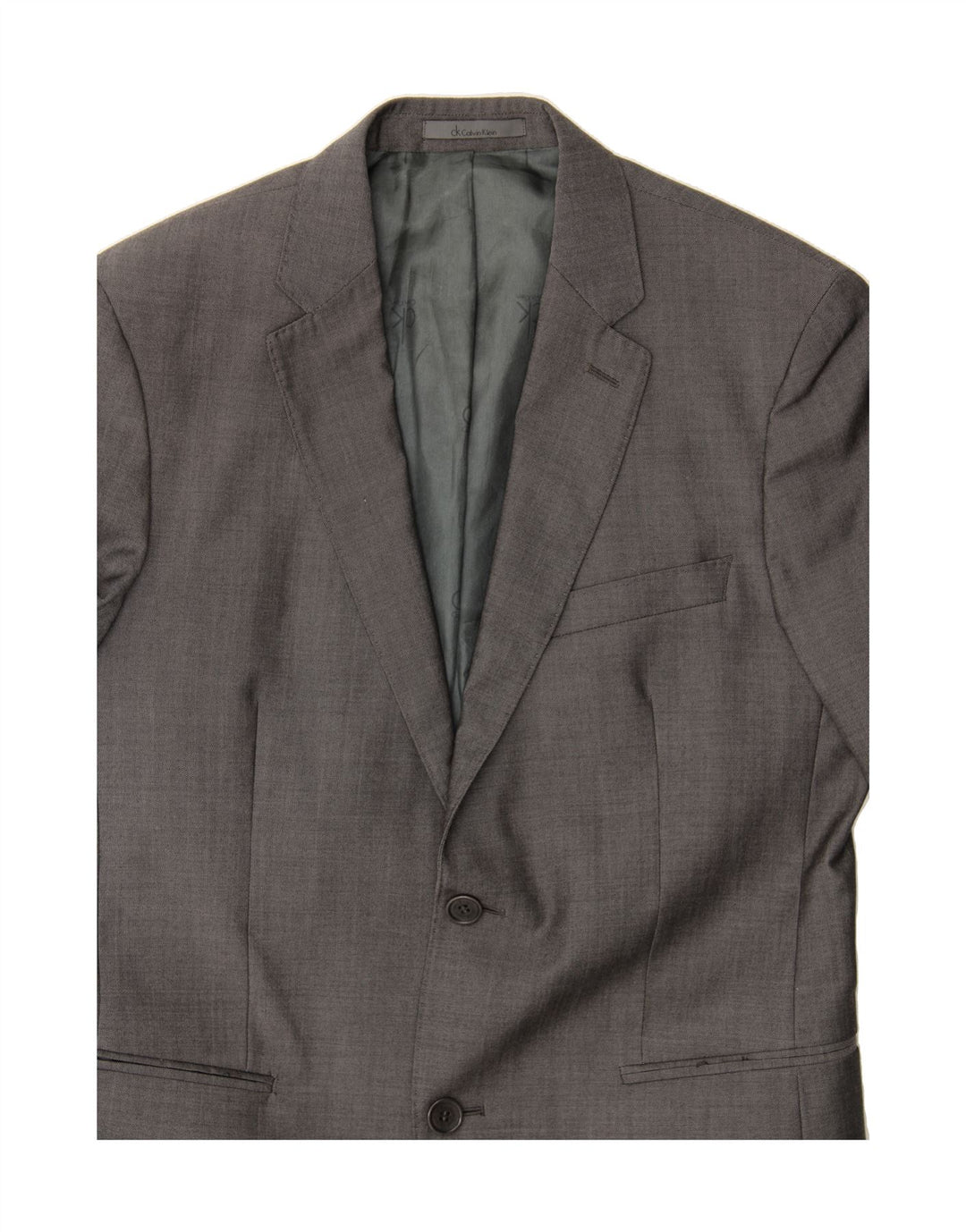 CALVIN KLEIN Mens 2 Button Blazer Jacket IT 48 Medium Grey Polyester Vintage Calvin Klein and Second-Hand Calvin Klein from Messina Hembry 