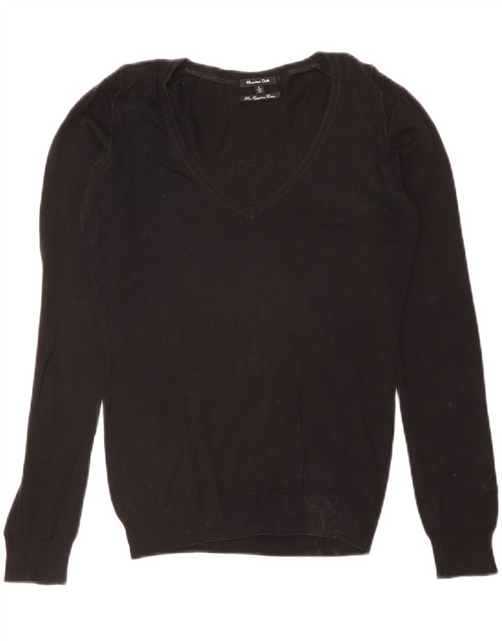 Pulover cu decolteu în V Massimo Dutti pentru femei UK 10 Mic Negru
