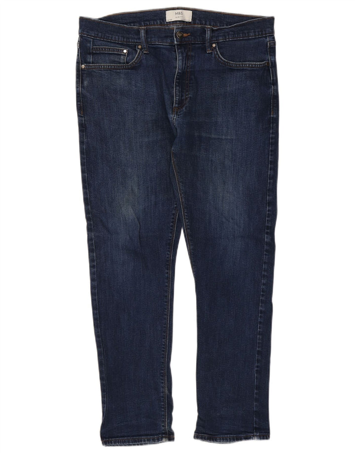 Blugi slim pentru bărbați Marks & Spencer W34 L29 Bumbac albastru