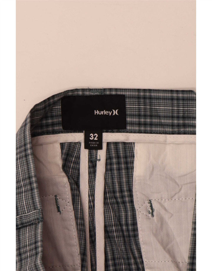 Pantaloni scurți chino pentru bărbați Hurley W32, bumbac cu carouri albastru mediu