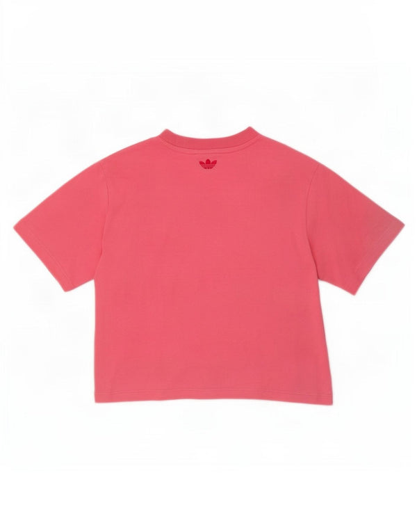 Tricou cu grafic crop Adidas pentru femei Top UK 10 Small Pink Bumbac
