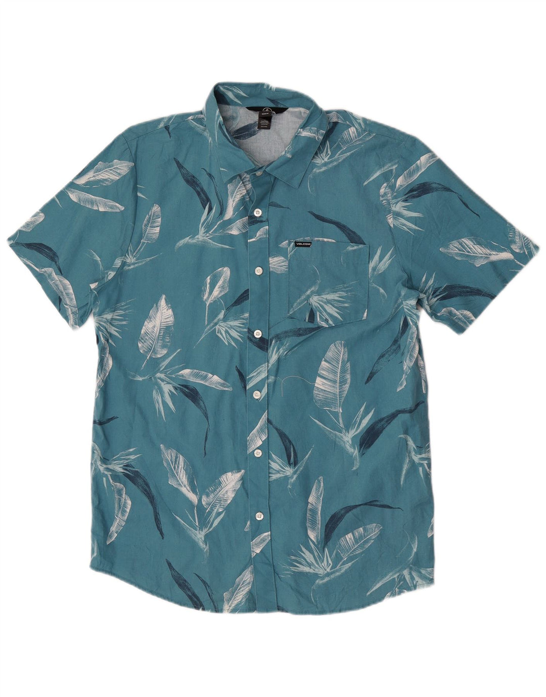 Cămașă cu mânecă scurtă pentru bărbați Volcom, bumbac floral, albastru mediu