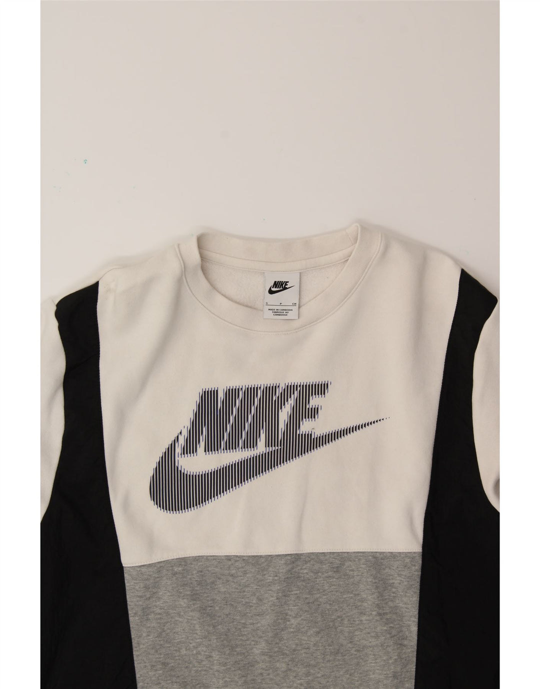 Hanorac grafic pentru bărbați NIKE Pulover mic, alb, din bumbac color bloc