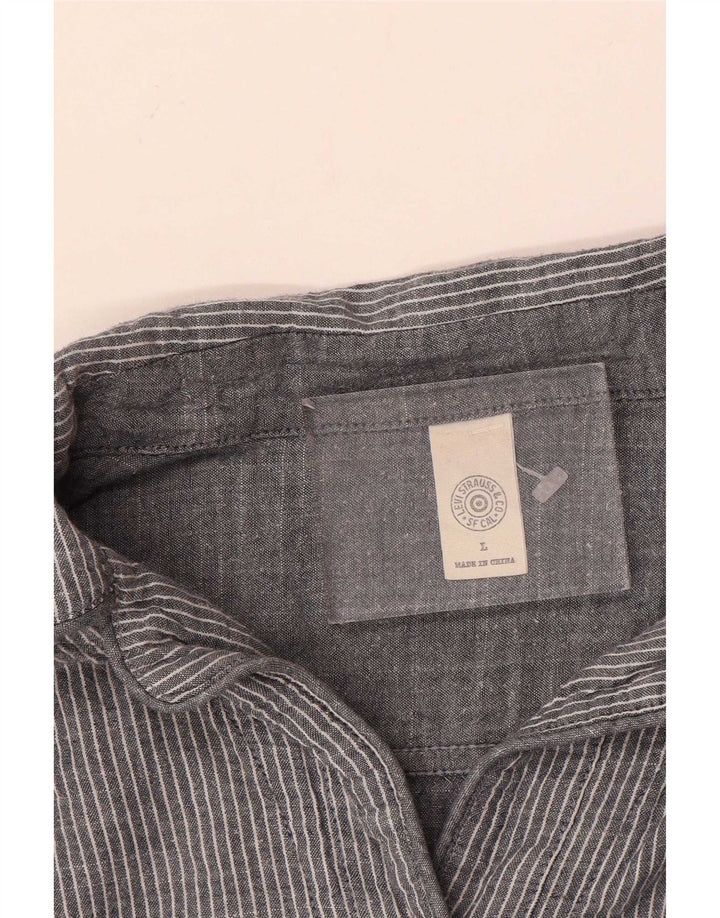 Rochie cămașă pulover pentru femei Levi's UK 16, mare, gri, bumbac cu dungi