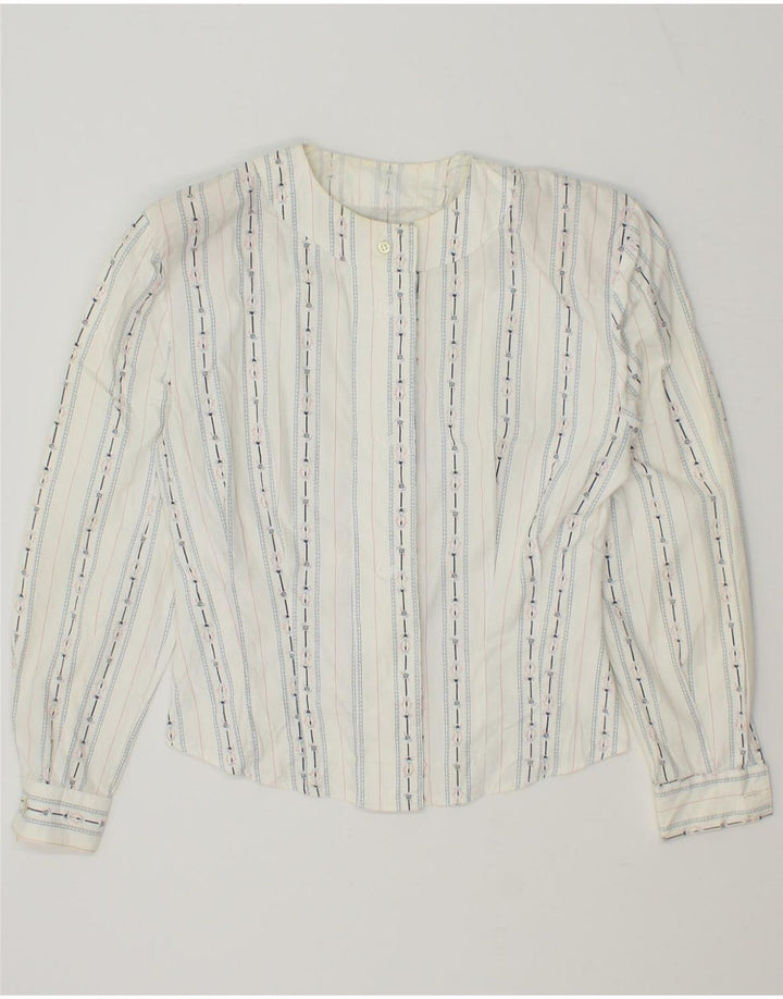 Bluză cămașă pentru femei VINTAGE UK 12 Bumbac cu dungi albe medii