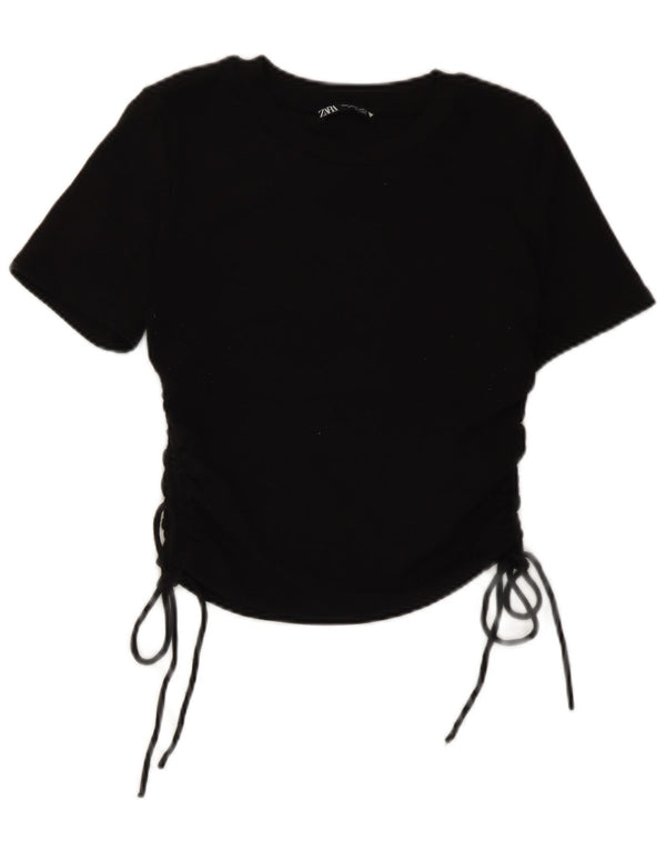 Bluză Crop Top pentru femei Zara UK 12 Poliester mediu negru