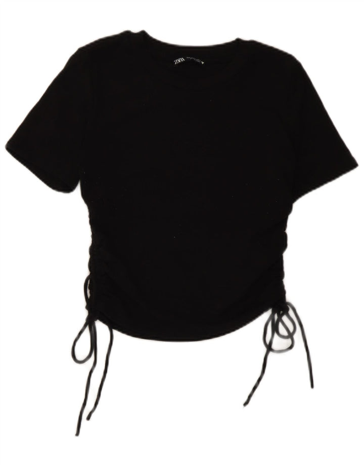 Bluză Crop Top pentru femei Zara UK 12 Poliester mediu negru