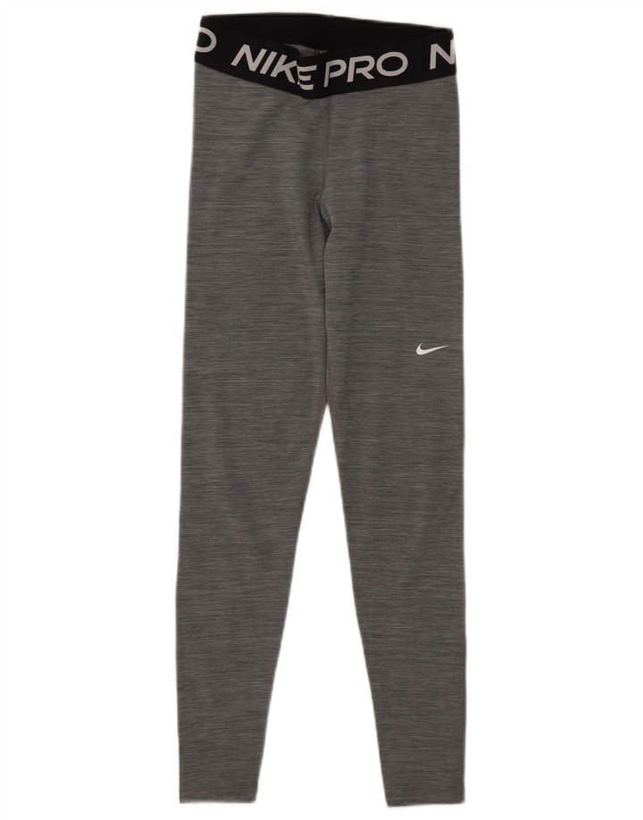 Leggings cu grafice Nike Dri Fit pentru femei UK 8 Small Gri Flecked